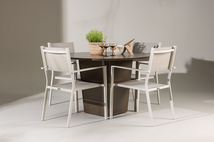 Venture Home Santa Fe Dining Table ø120 - Roasty +Copacabana Stacking Chair - Beige/Beige _4