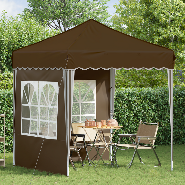 Pop-up Festtelt 195 x 195 x 245 cm Gråbrun Oxford stof