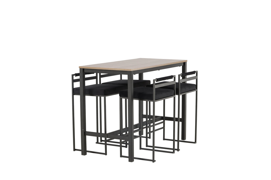 Venture Home Camden Bar Table - Walnut / Walnut MDF +Opelika Bar Chair - Black / Black Velvet _4
