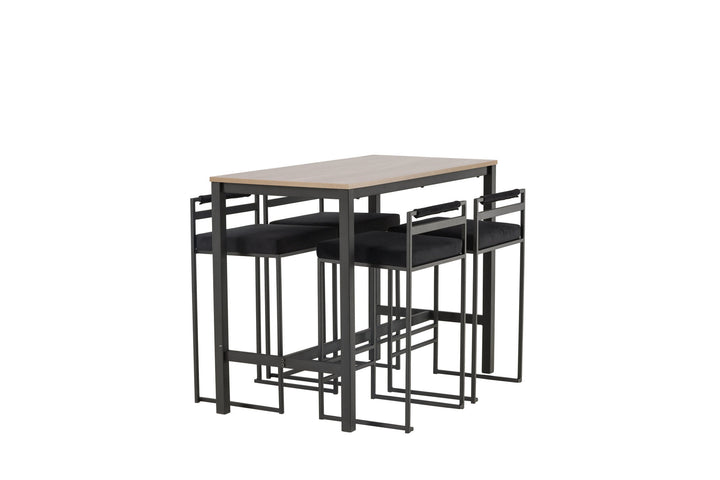Venture Home Camden Bar Table - Walnut / Walnut MDF +Opelika Bar Chair - Black / Black Velvet _4