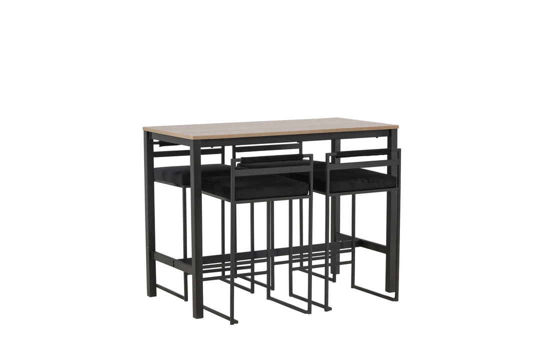 Venture Home Camden Bar Table - Walnut / Walnut MDF +Opelika Bar Chair - Black / Black Velvet _4