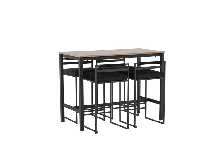 Venture Home Camden Bar Table - Walnut / Walnut MDF +Opelika Bar Chair - Black / Black Velvet _4