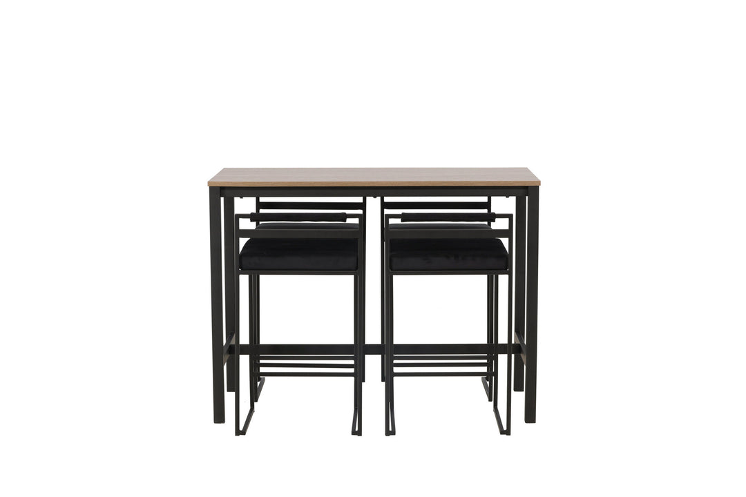 Venture Home Camden Bar Table - Walnut / Walnut MDF +Opelika Bar Chair - Black / Black Velvet _4