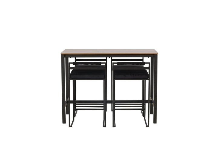 Venture Home Camden Bar Table - Walnut / Walnut MDF +Opelika Bar Chair - Black / Black Velvet _4