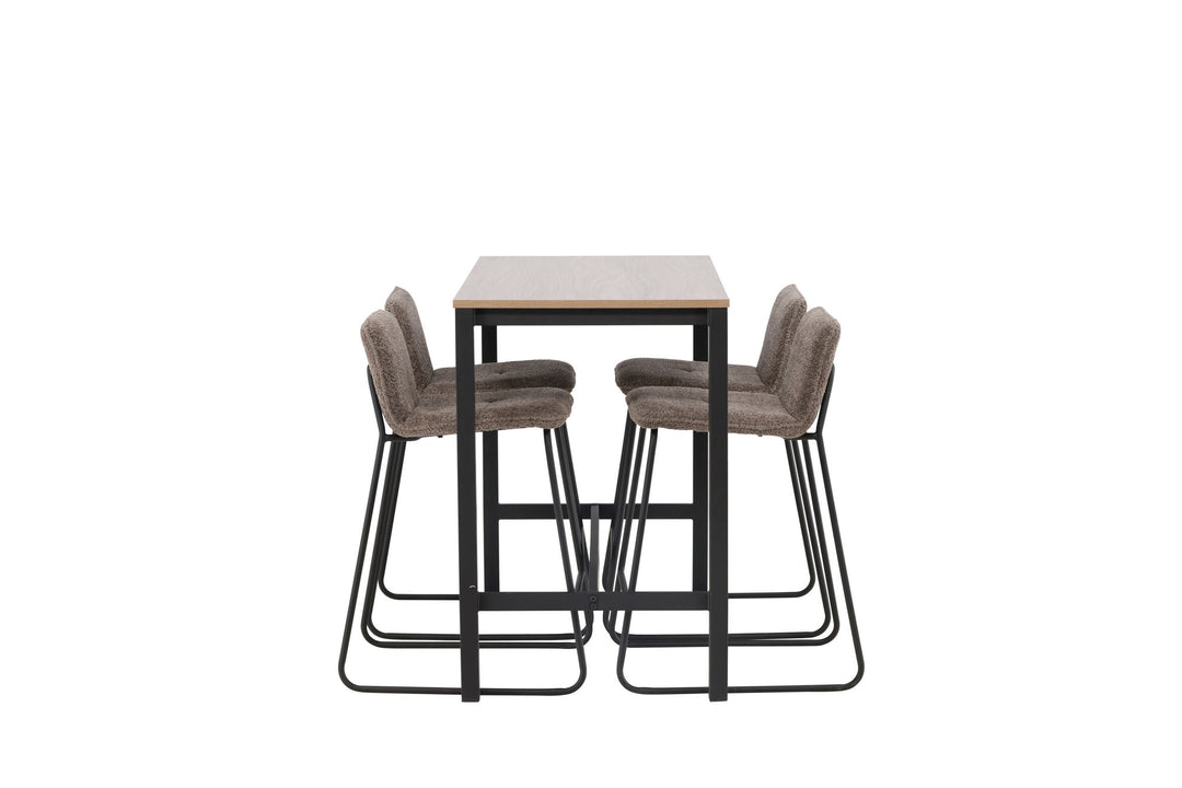 Venture Home Camden Bar Table - Walnut / Walnut MDF +Bisbee Bar Chair - Black / Dark Grey Microfiber _4