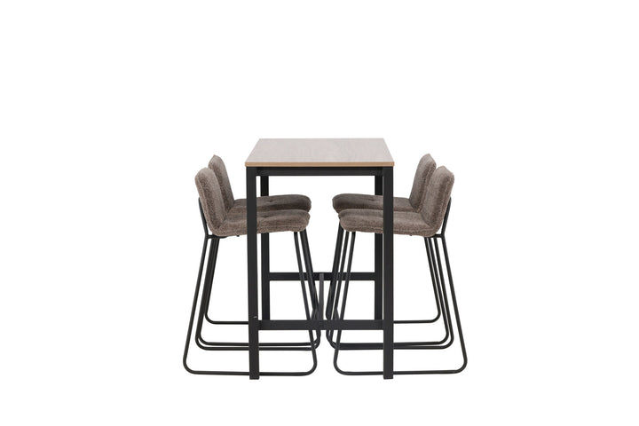Venture Home Camden Bar Table - Walnut / Walnut MDF +Bisbee Bar Chair - Black / Dark Grey Microfiber _4