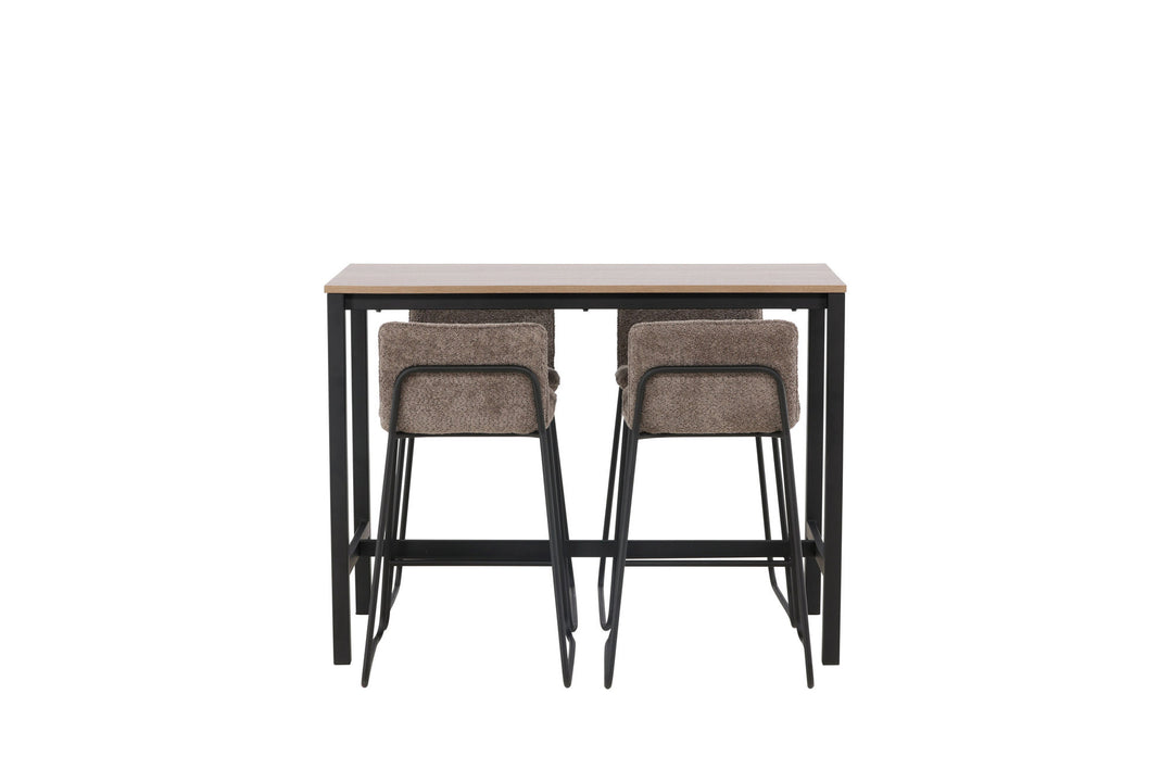 Venture Home Camden Bar Table - Walnut / Walnut MDF +Bisbee Bar Chair - Black / Dark Grey Microfiber _4