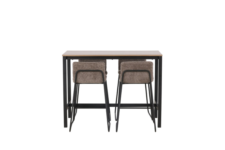 Venture Home Camden Bar Table - Walnut / Walnut MDF +Bisbee Bar Chair - Black / Dark Grey Microfiber _4