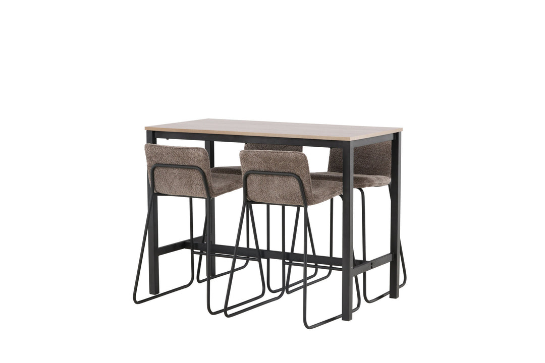 Venture Home Camden Bar Table - Walnut / Walnut MDF +Bisbee Bar Chair - Black / Dark Grey Microfiber _4