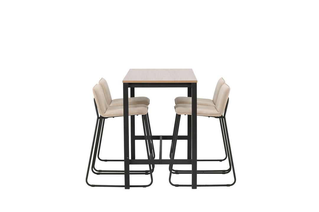Venture Home Camden Bar Table - Walnut / Walnut MDF +Bisbee Bar Chair - Black / Beige Microfiber _4