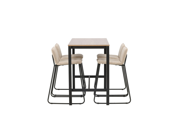 Venture Home Camden Bar Table - Walnut / Walnut MDF +Bisbee Bar Chair - Black / Beige Microfiber _4
