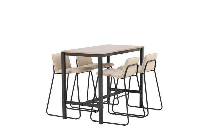 Venture Home Camden Bar Table - Walnut / Walnut MDF +Bisbee Bar Chair - Black / Beige Microfiber _4