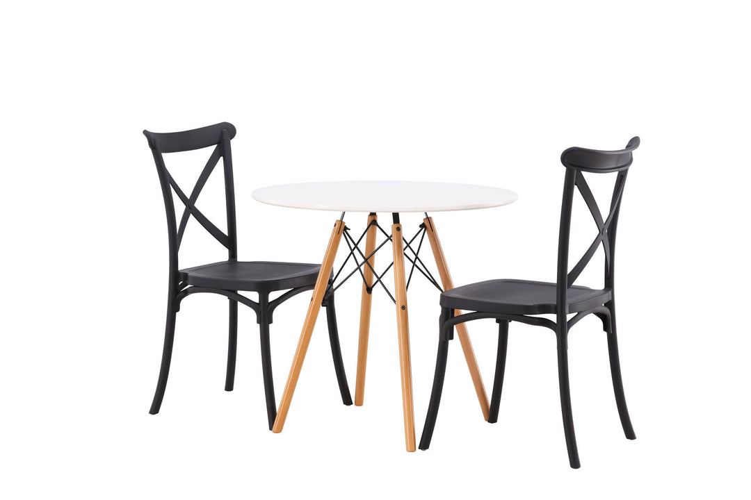 Venture Home Danburi Dining Table - Woodlook / Woodlook MDF +Crosett Dining Chair - Matte Black / Matte Black Plastic _2