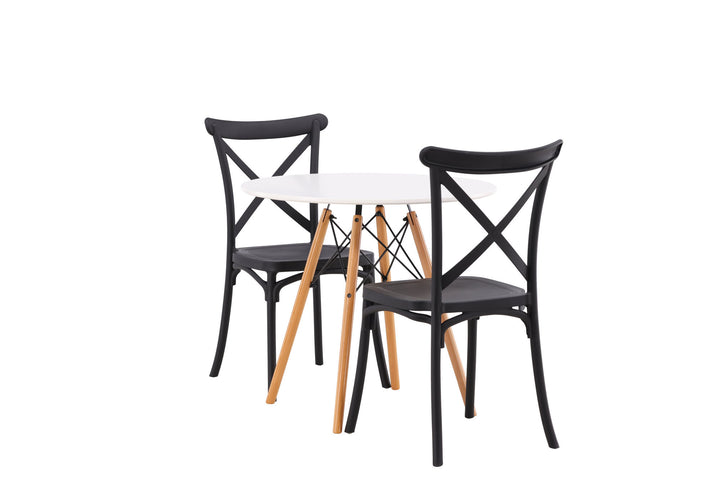Venture Home Danburi Dining Table - Woodlook / Woodlook MDF +Crosett Dining Chair - Matte Black / Matte Black Plastic _2
