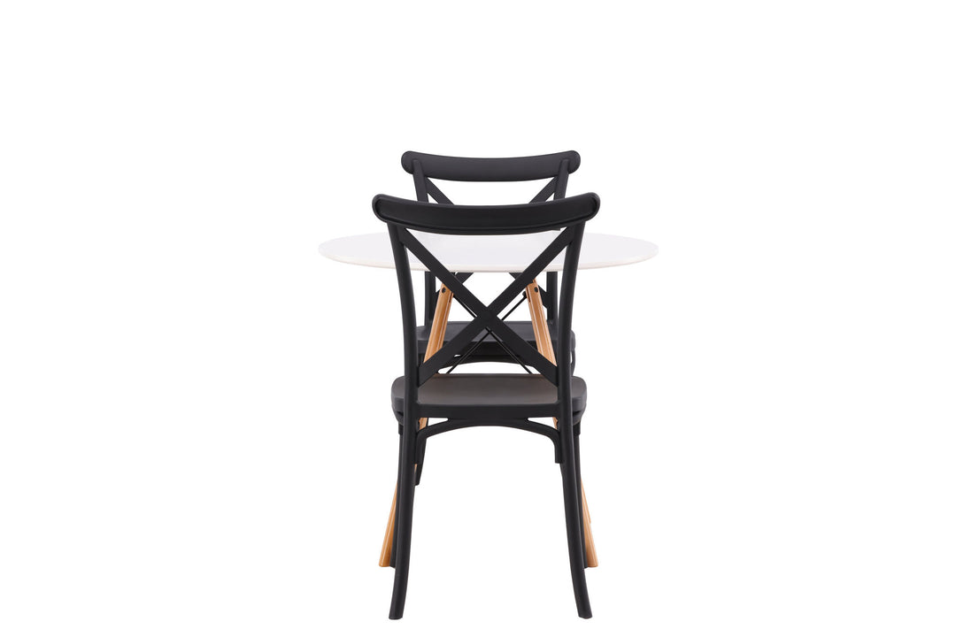 Venture Home Danburi Dining Table - Woodlook / Woodlook MDF +Crosett Dining Chair - Matte Black / Matte Black Plastic _2