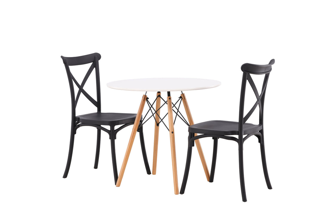 Venture Home Danburi Dining Table - Woodlook / Woodlook MDF +Crosett Dining Chair - Matte Black / Matte Black Plastic _2