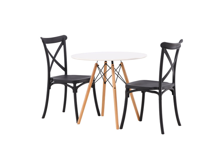 Venture Home Danburi Dining Table - Woodlook / Woodlook MDF +Crosett Dining Chair - Matte Black / Matte Black Plastic _2