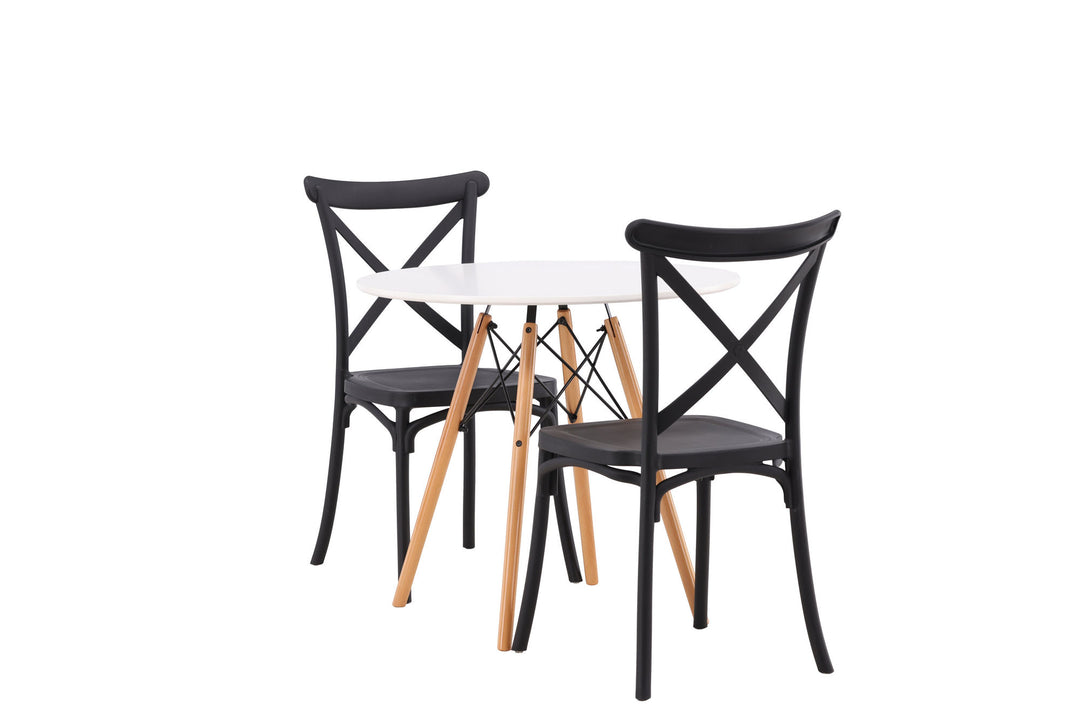Venture Home Danburi Dining Table - Woodlook / Woodlook MDF +Crosett Dining Chair - Matte Black / Matte Black Plastic _2