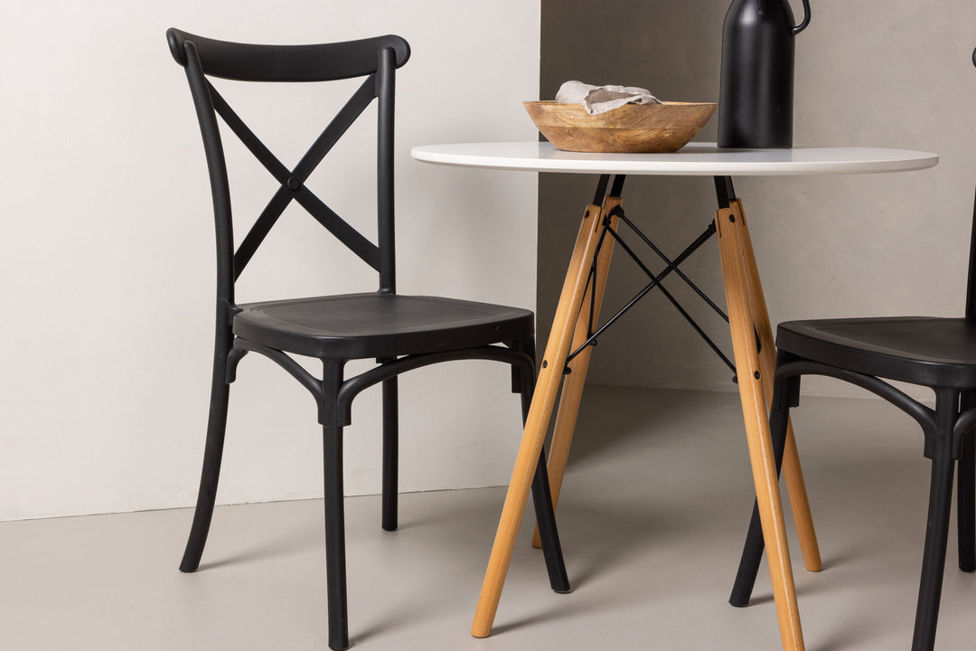 Venture Home Danburi Dining Table - Woodlook / Woodlook MDF +Crosett Dining Chair - Matte Black / Matte Black Plastic _2