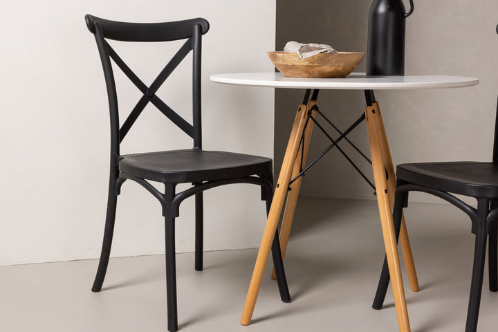 Venture Home Danburi Dining Table - Woodlook / Woodlook MDF +Crosett Dining Chair - Matte Black / Matte Black Plastic _2