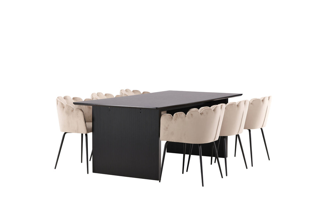 Venture Home Vail Dining Table - Black / Smoked Black MDF +Limhamn Chair - Black / Beige Velvet _6