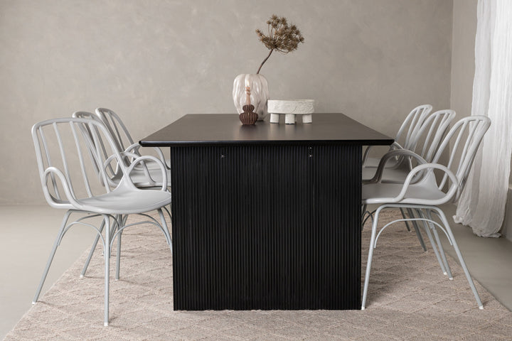 Venture Home Vail Dining Table - Black / Smoked Black MDF +Dyrön Dining Chair - Greige Polypropylene _6