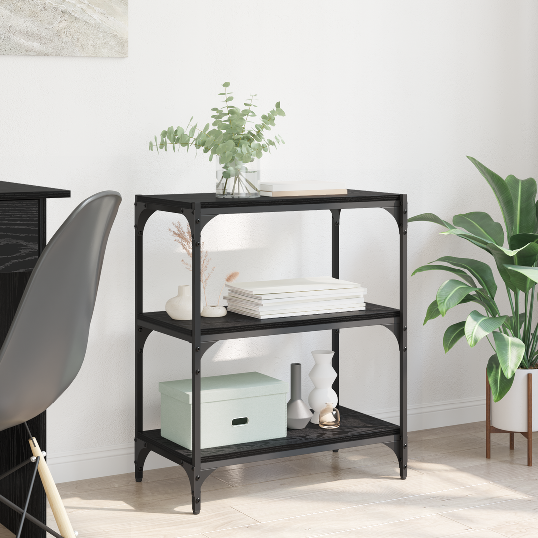 Bogskab Sort eg 60 x 33 x 70,5 cm Ingeniørt træ og jern