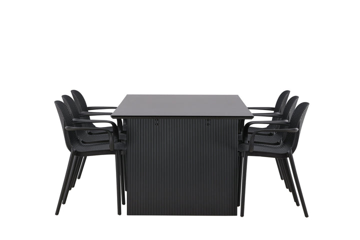 Venture Home Vail Dining Table - Black / Smoked Black MDF +Baltimore Dining Chair - Black / Black Plastic _6