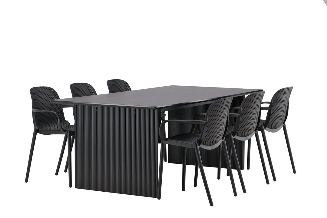 Venture Home Vail Dining Table - Black / Smoked Black MDF +Baltimore Dining Chair - Black / Black Plastic _6
