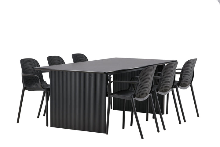 Venture Home Vail Dining Table - Black / Smoked Black MDF +Baltimore Dining Chair - Black / Black Plastic _6