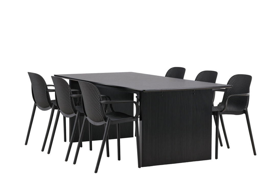 Venture Home Vail Dining Table - Black / Smoked Black MDF +Baltimore Dining Chair - Black / Black Plastic _6