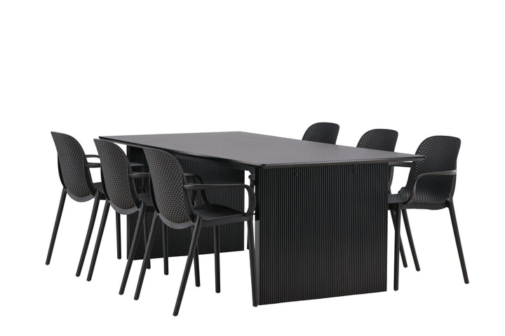 Venture Home Vail Dining Table - Black / Smoked Black MDF +Baltimore Dining Chair - Black / Black Plastic _6