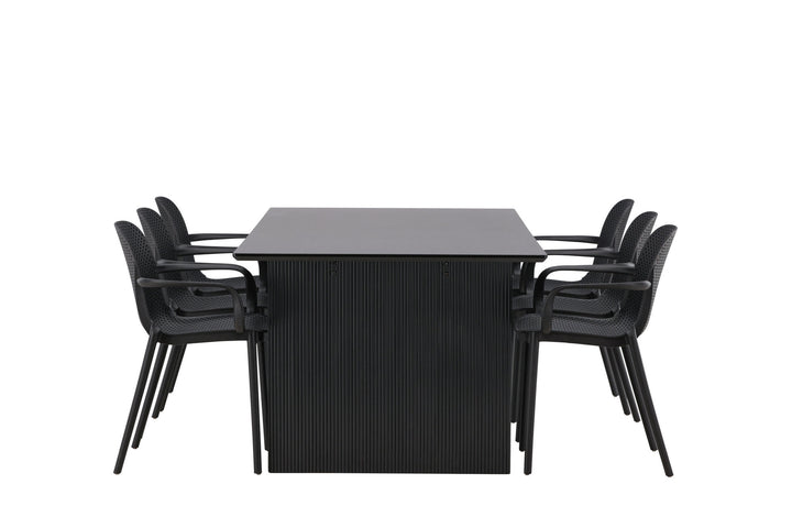 Venture Home Vail Dining Table - Black / Smoked Black MDF +Baltimore Dining Chair - Black / Black Plastic _6