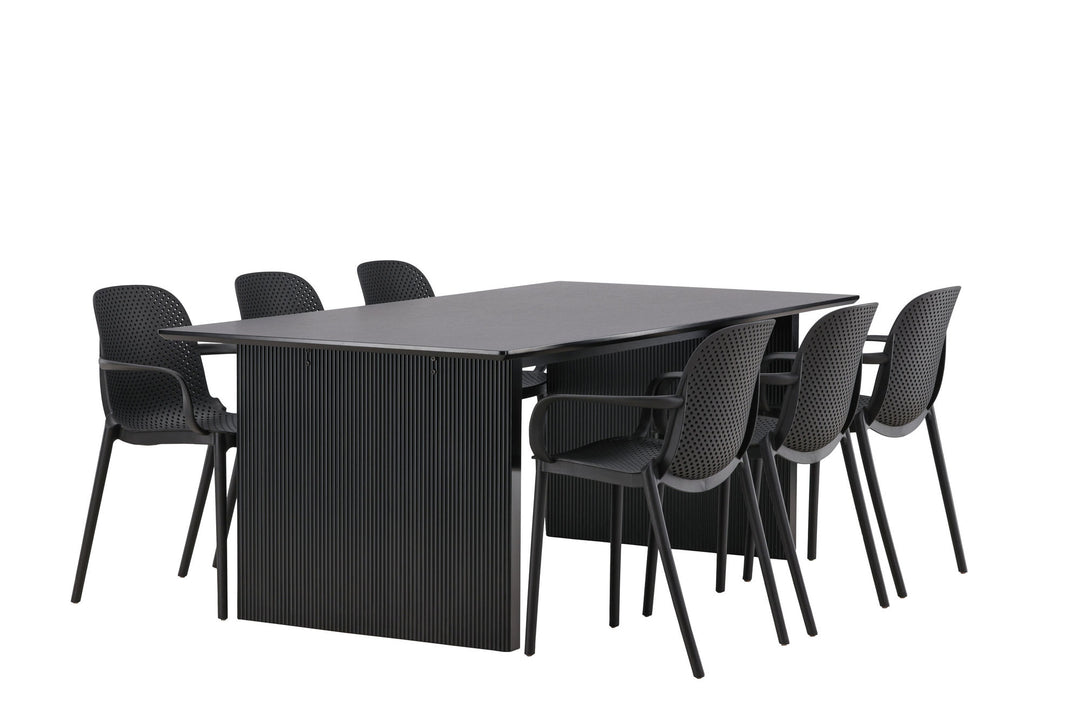Venture Home Vail Dining Table - Black / Smoked Black MDF +Baltimore Dining Chair - Black / Black Plastic _6