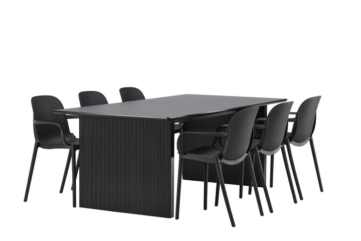 Venture Home Vail Dining Table - Black / Smoked Black MDF +Baltimore Dining Chair - Black / Black Plastic _6