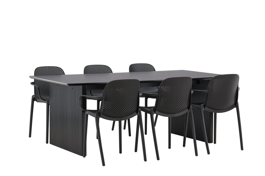 Venture Home Vail Dining Table - Black / Smoked Black MDF +Baltimore Dining Chair - Black / Black Plastic _6