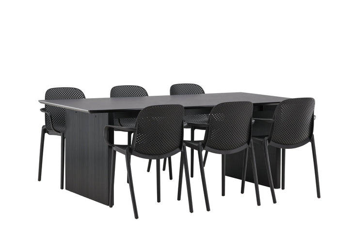 Venture Home Vail Dining Table - Black / Smoked Black MDF +Baltimore Dining Chair - Black / Black Plastic _6