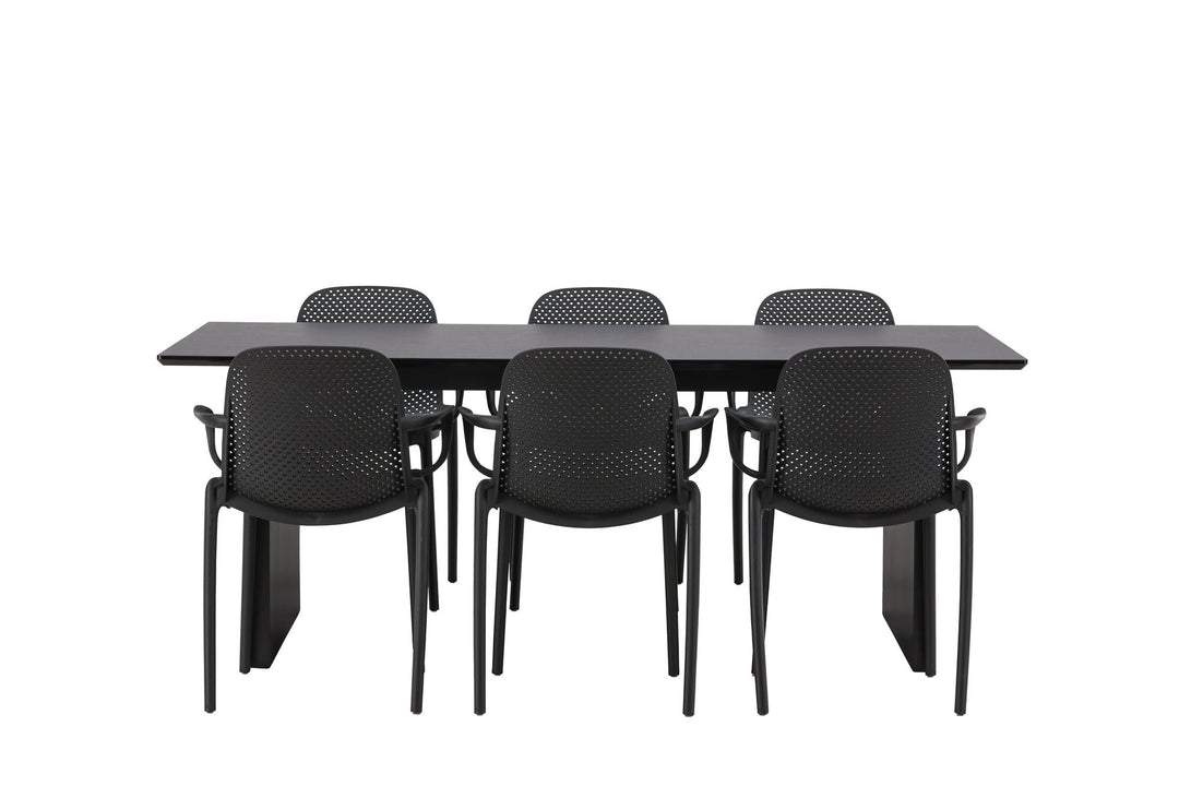 Venture Home Vail Dining Table - Black / Smoked Black MDF +Baltimore Dining Chair - Black / Black Plastic _6