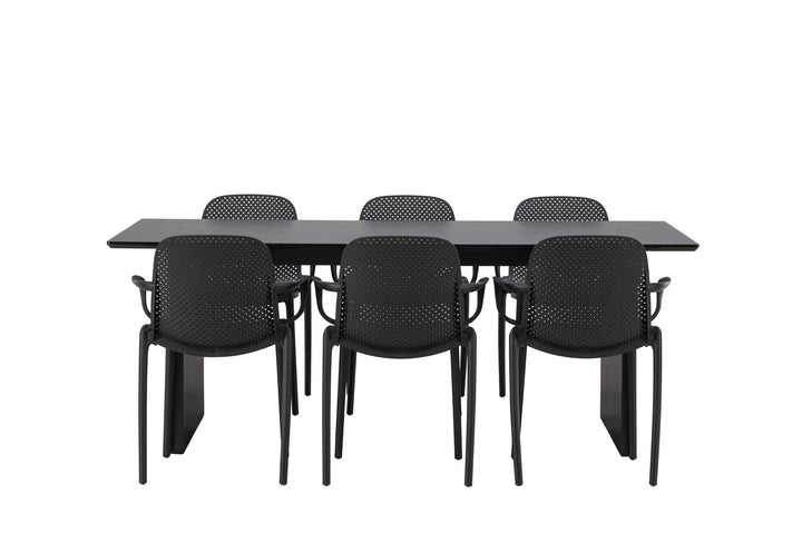 Venture Home Vail Dining Table - Black / Smoked Black MDF +Baltimore Dining Chair - Black / Black Plastic _6