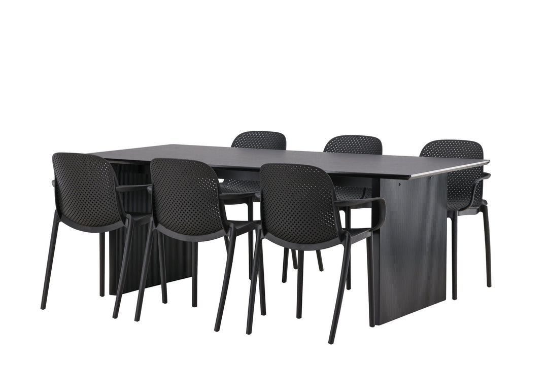 Venture Home Vail Dining Table - Black / Smoked Black MDF +Baltimore Dining Chair - Black / Black Plastic _6
