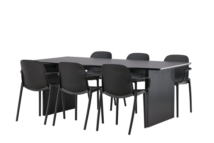 Venture Home Vail Dining Table - Black / Smoked Black MDF +Baltimore Dining Chair - Black / Black Plastic _6