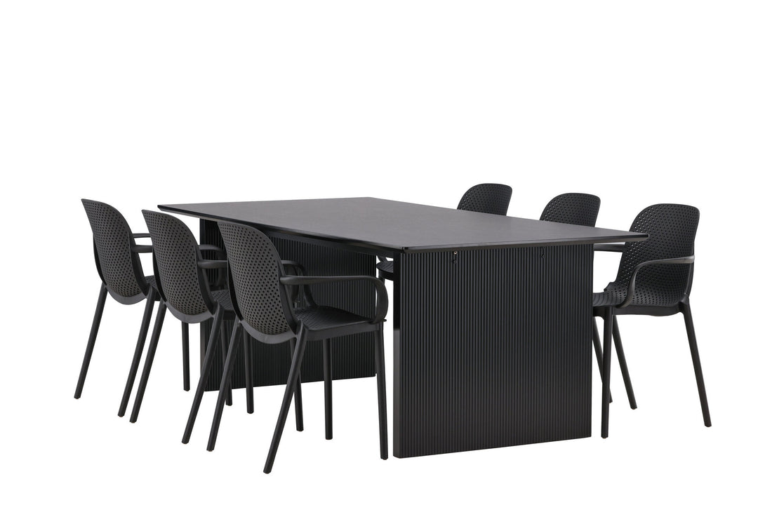 Venture Home Vail Dining Table - Black / Smoked Black MDF +Baltimore Dining Chair - Black / Black Plastic _6