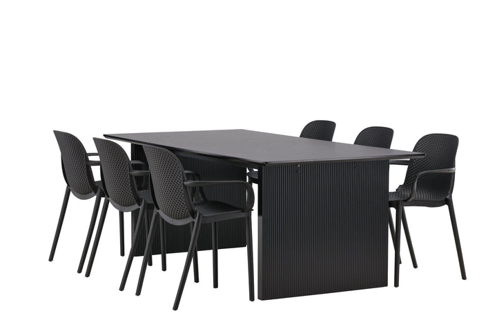 Venture Home Vail Dining Table - Black / Smoked Black MDF +Baltimore Dining Chair - Black / Black Plastic _6
