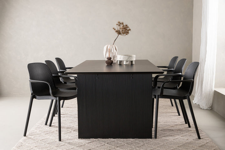 Venture Home Vail Dining Table - Black / Smoked Black MDF +Baltimore Dining Chair - Black / Black Plastic _6