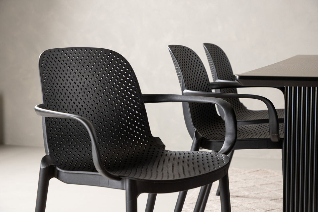 Venture Home Vail Dining Table - Black / Smoked Black MDF +Baltimore Dining Chair - Black / Black Plastic _6