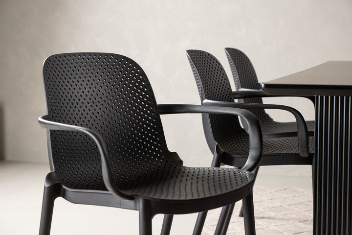 Venture Home Vail Dining Table - Black / Smoked Black MDF +Baltimore Dining Chair - Black / Black Plastic _6