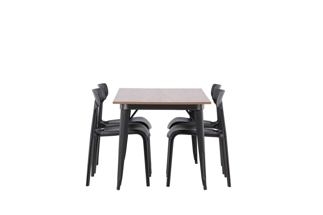 Venture Home Tempe Dining Table - Black / Walnut MDF +Ursholmen Dining Chair - Black Polypropylene _4