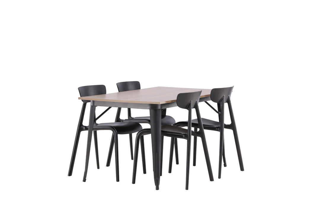 Venture Home Tempe Dining Table - Black / Walnut MDF +Ursholmen Dining Chair - Black Polypropylene _4