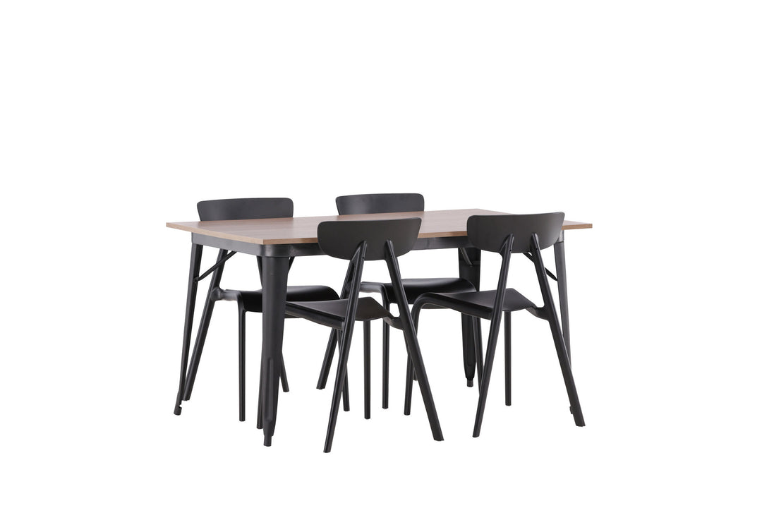 Venture Home Tempe Dining Table - Black / Walnut MDF +Ursholmen Dining Chair - Black Polypropylene _4
