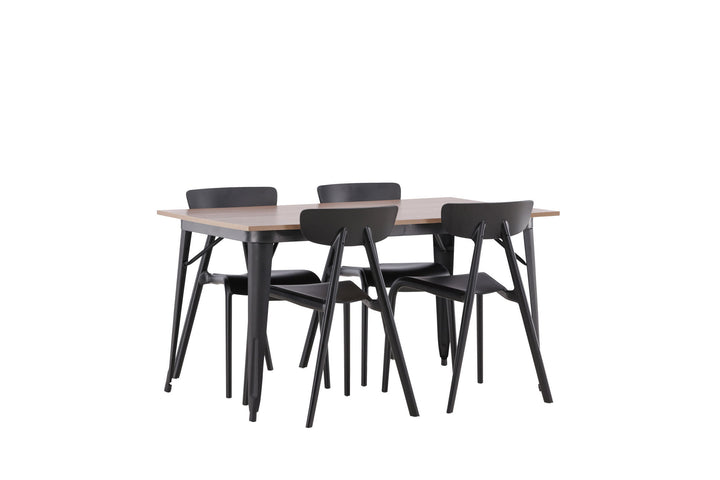 Venture Home Tempe Dining Table - Black / Walnut MDF +Ursholmen Dining Chair - Black Polypropylene _4